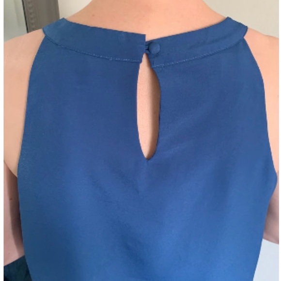 Adrianna Papell Blue and White Embroidered Paisley and Beaded Blouse Size L - Picture 2 of 6